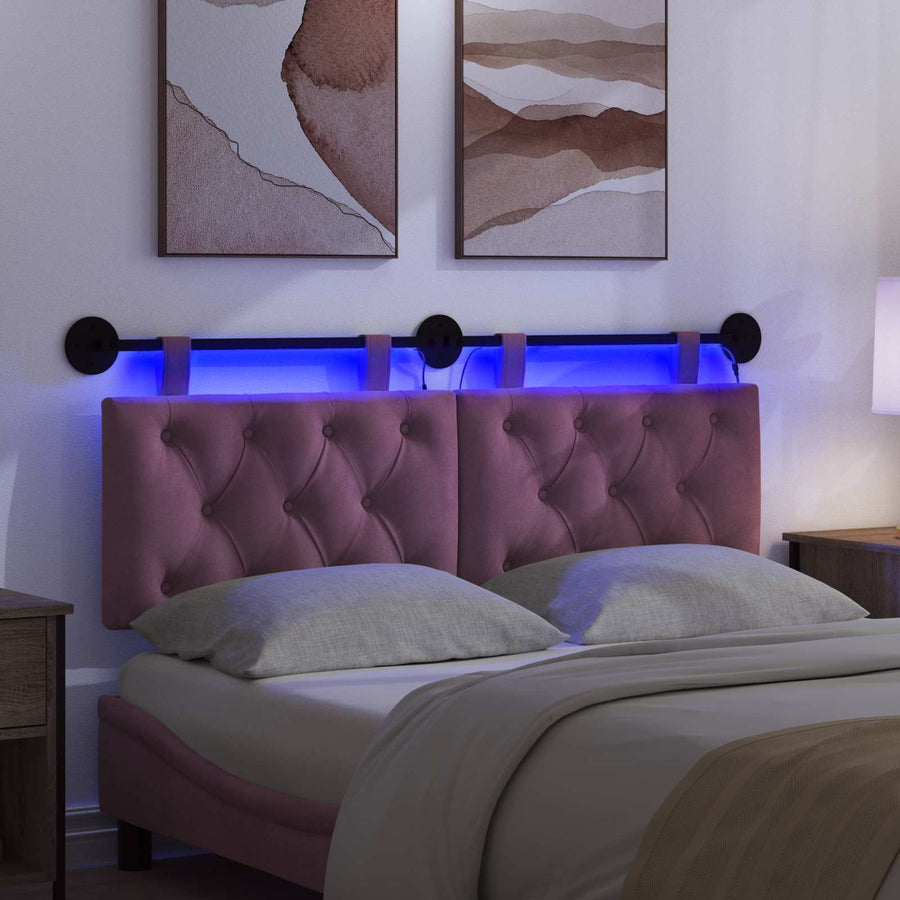 Hangend hoofdbord Met LED-verlichting Paars Fluweel
