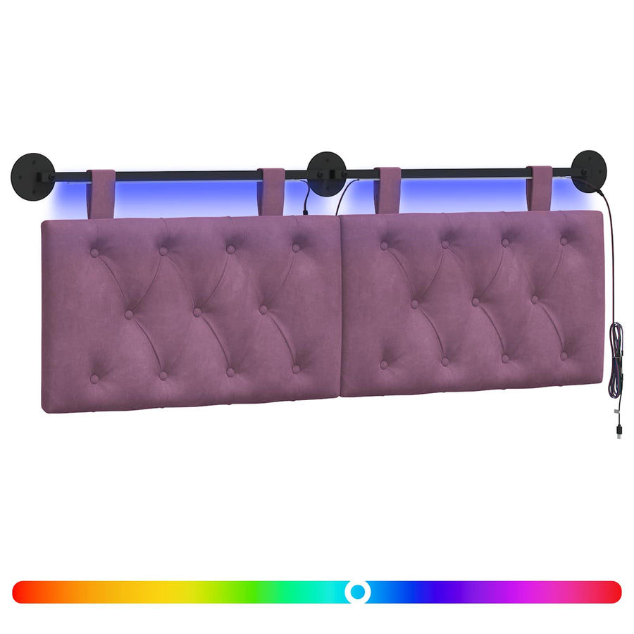 Hangend hoofdbord Met LED-verlichting Paars Fluweel