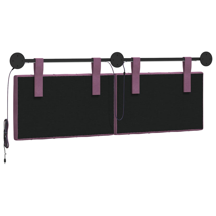 Hangend hoofdbord Met LED-verlichting Paars Fluweel