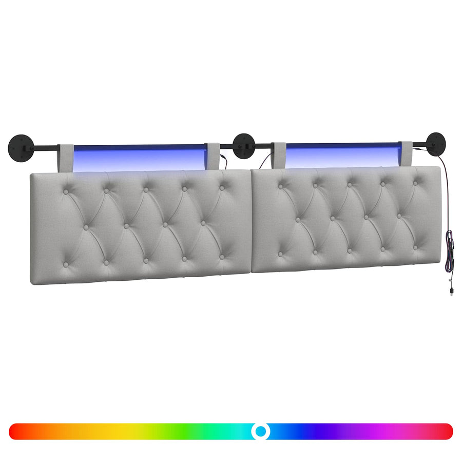 Hangend hoofdbord Met LED-verlichting Wolkengrijs Stof