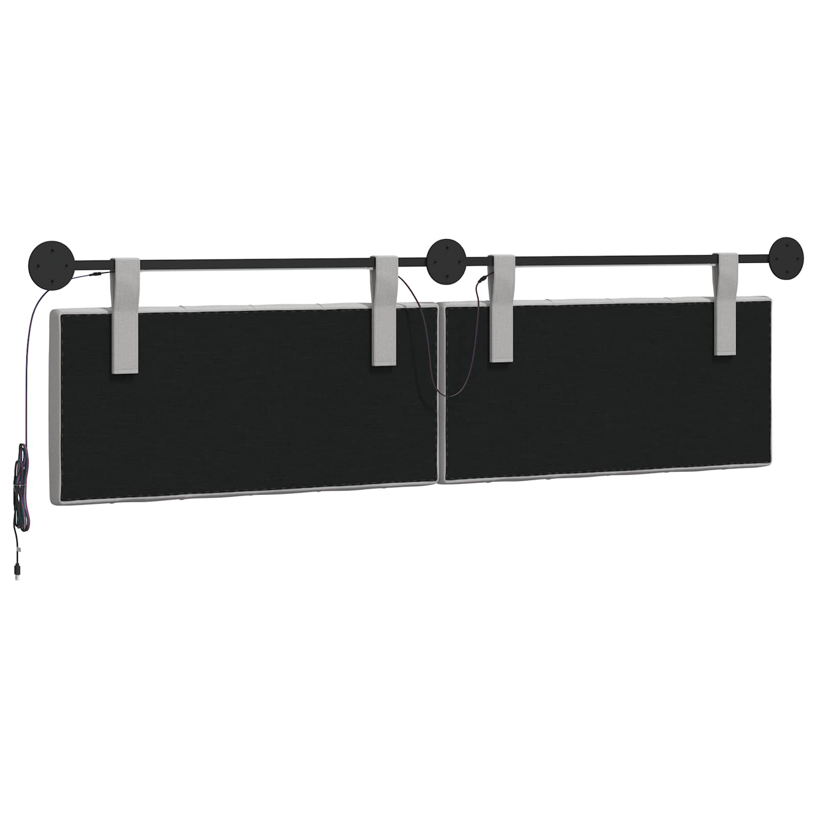 Hangend hoofdbord Met LED-verlichting Wolkengrijs Stof