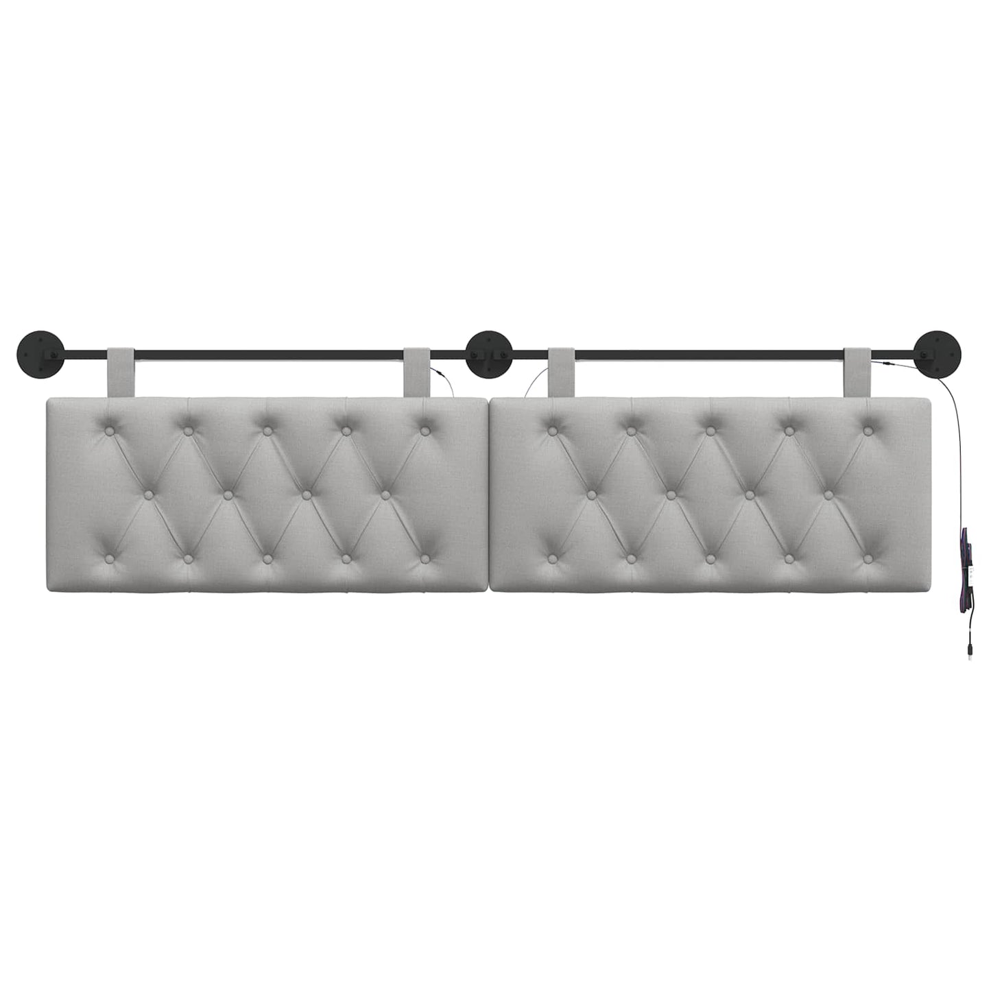 Hangend hoofdbord Met LED-verlichting Wolkengrijs Stof