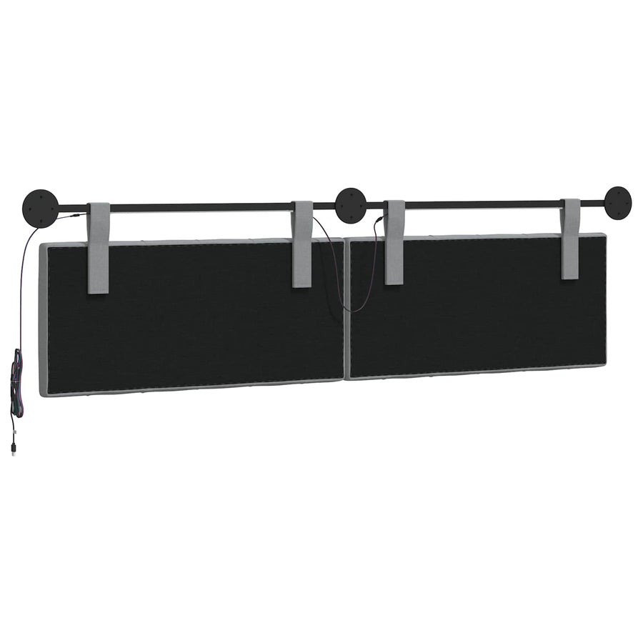 Hangend hoofdbord Met LED-verlichting Lichtgrijs Stof