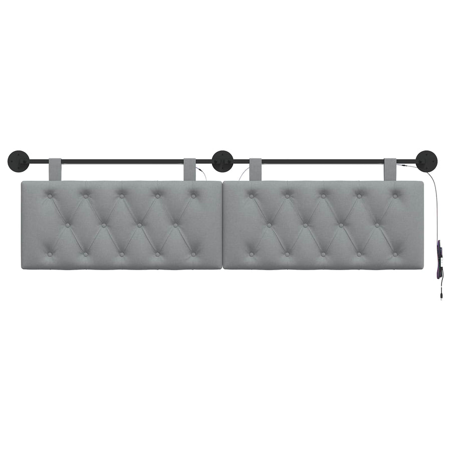 Hangend hoofdbord Met LED-verlichting Lichtgrijs Stof