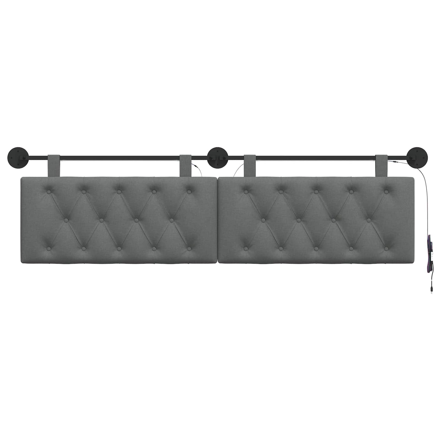 Hangend hoofdbord Met LED-verlichting Donkergrijs Stof