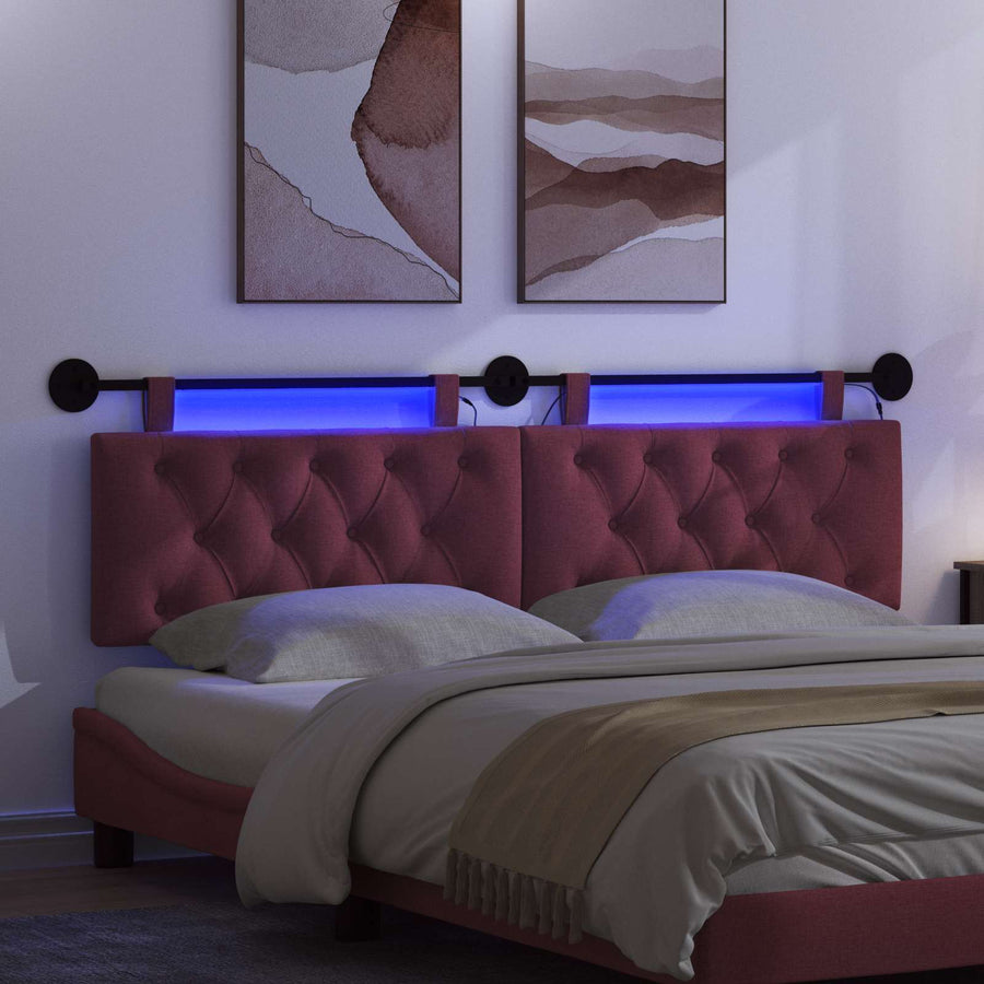 Hangend hoofdbord Met LED-verlichting Wijnrood Stof