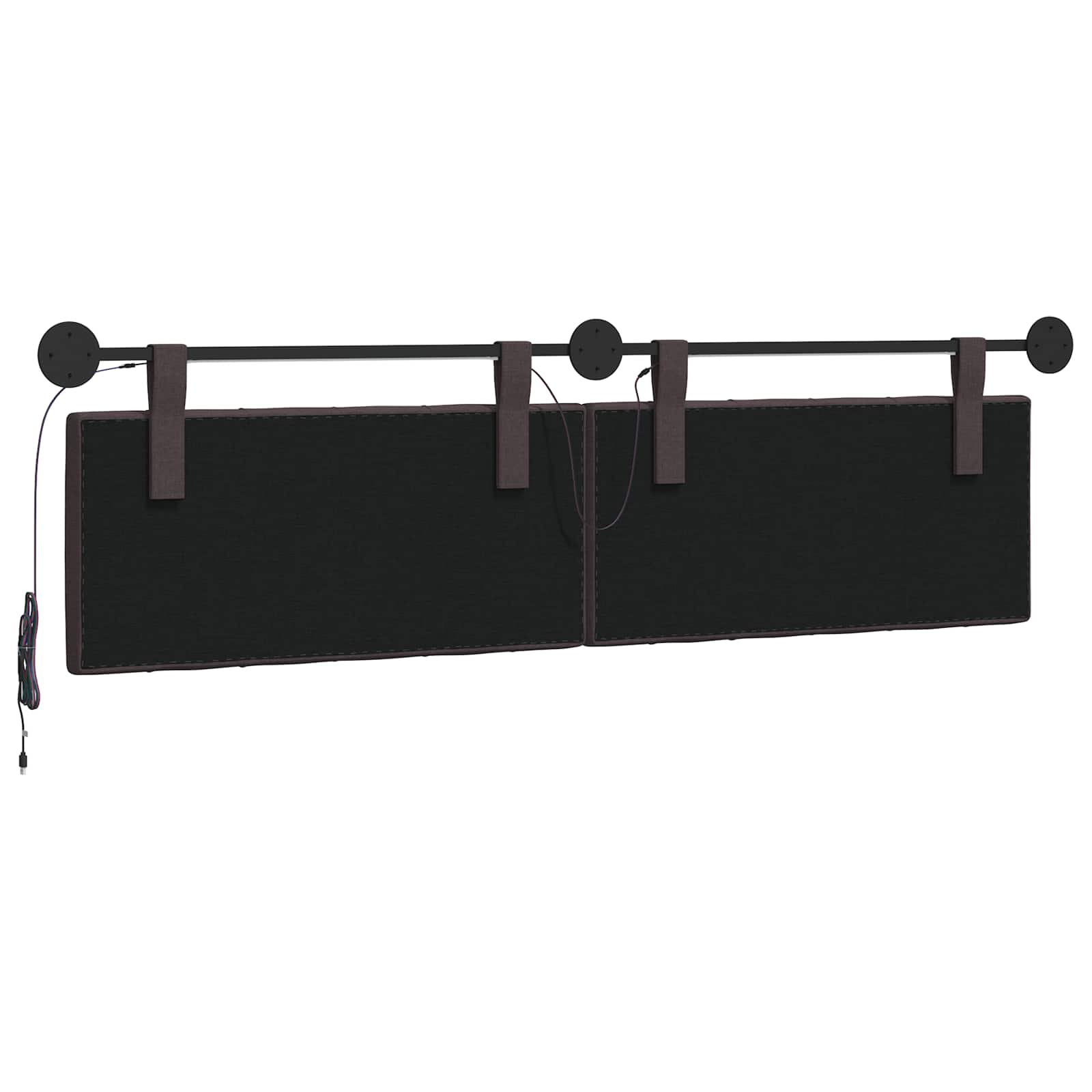 Hangend hoofdbord Met LED-verlichting Donkerbruin Stof