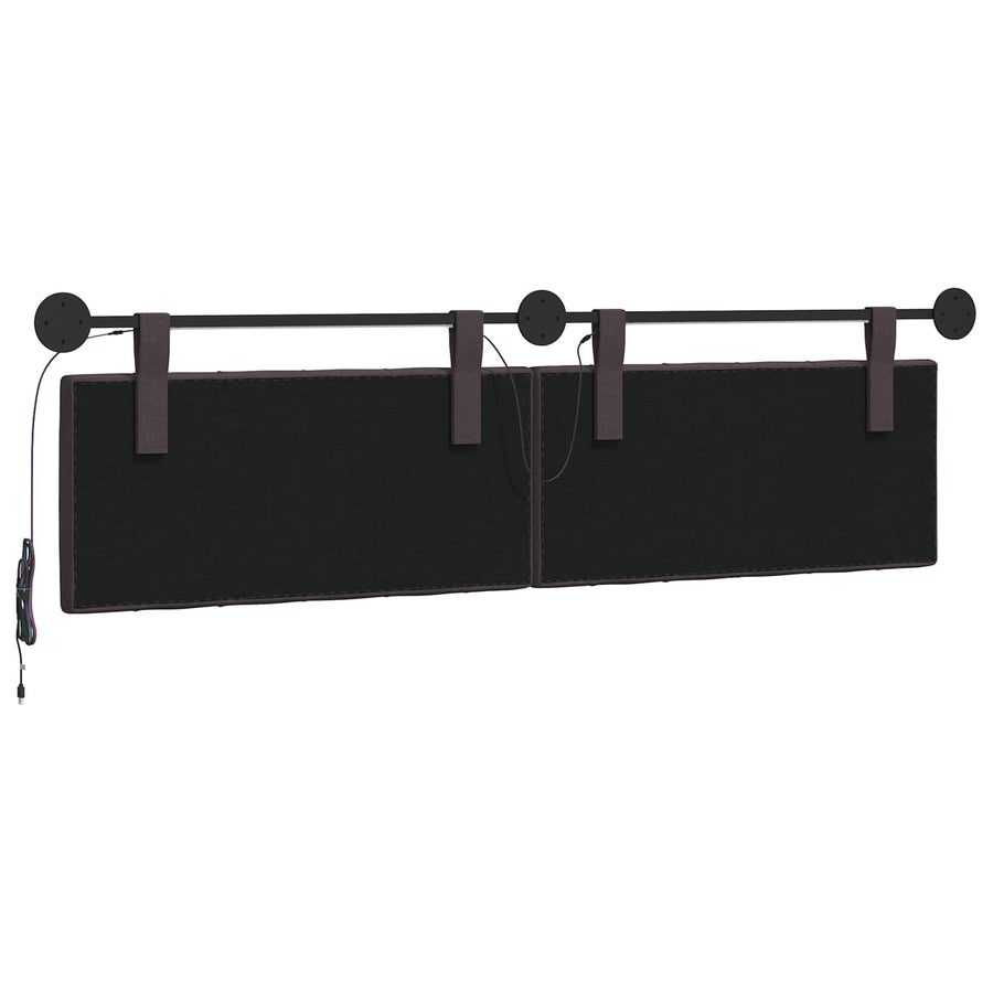 Hangend hoofdbord Met LED-verlichting Donkerbruin Stof