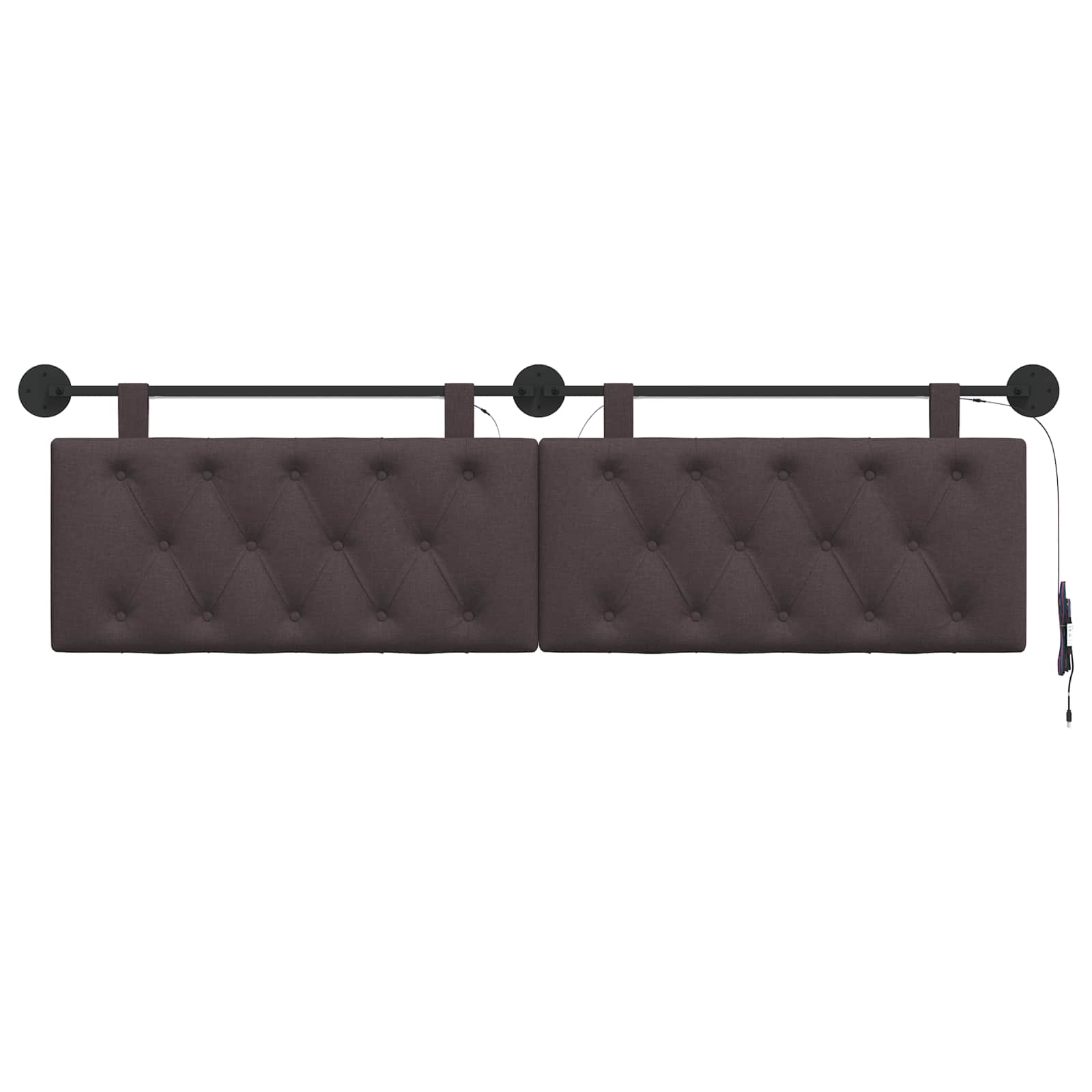 Hangend hoofdbord Met LED-verlichting Donkerbruin Stof