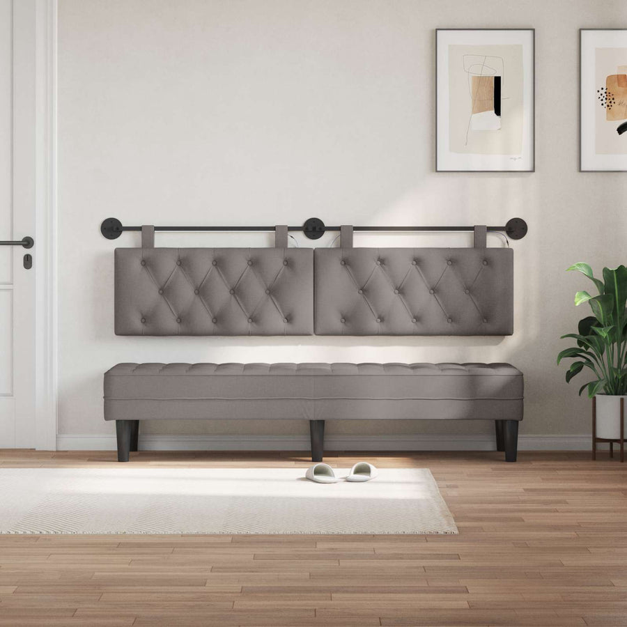 Hangend hoofdbord Met LED-verlichting Taupe Stof