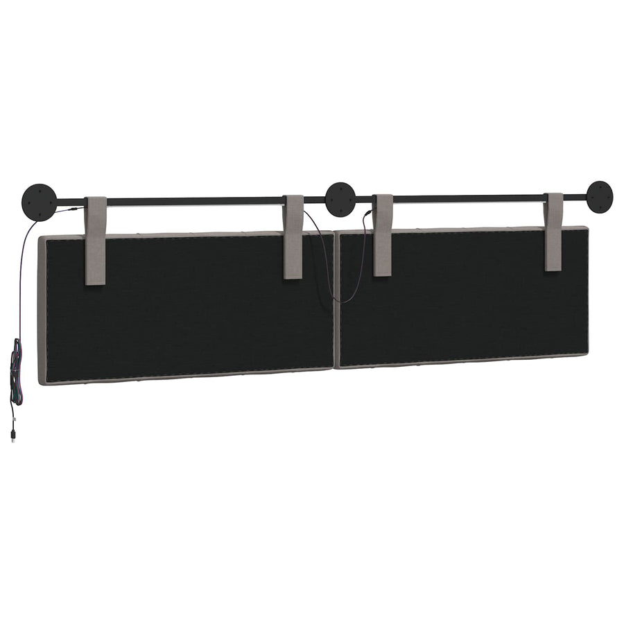 Hangend hoofdbord Met LED-verlichting Taupe Stof