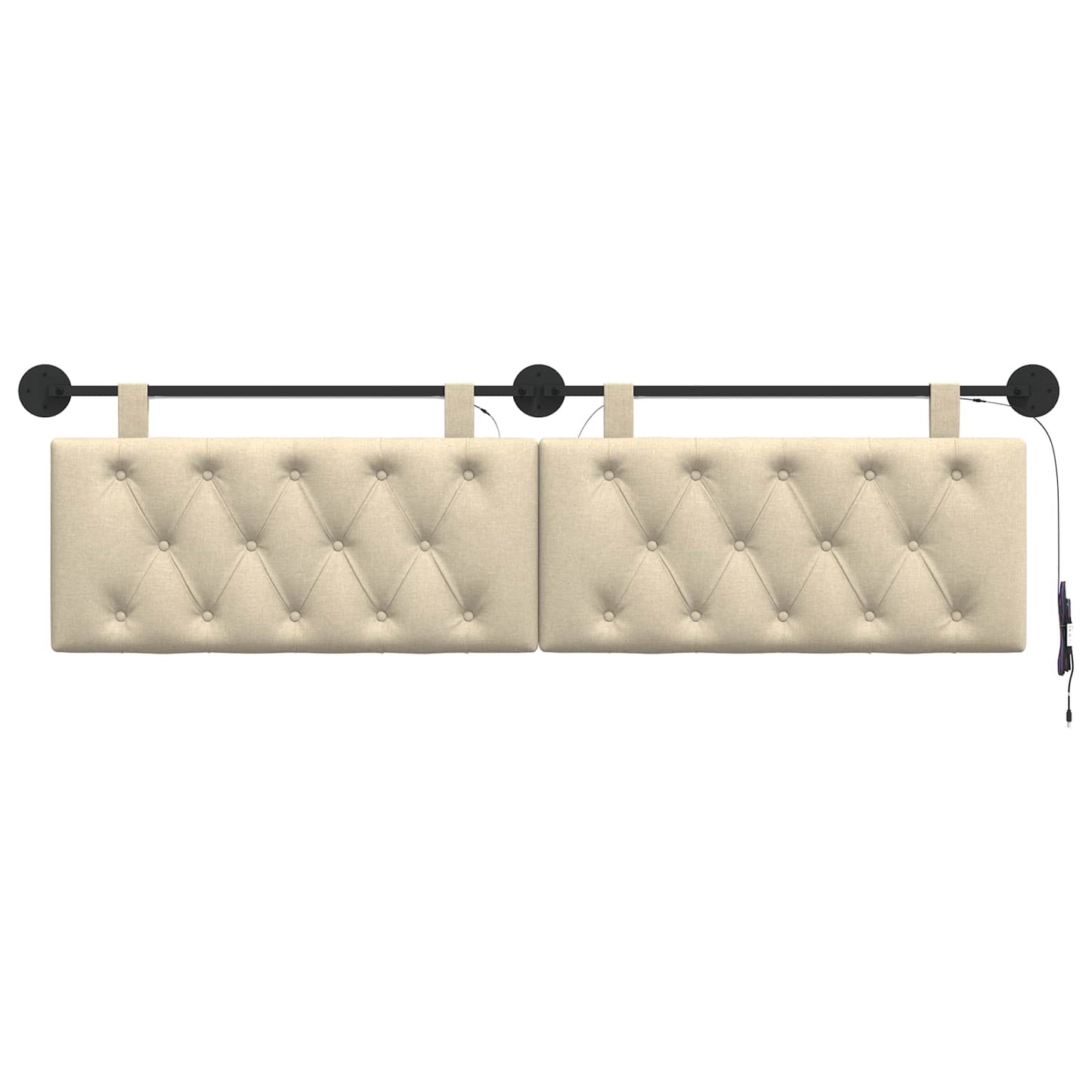 Hangend hoofdbord Met LED-verlichting Crèmekleurig Stof