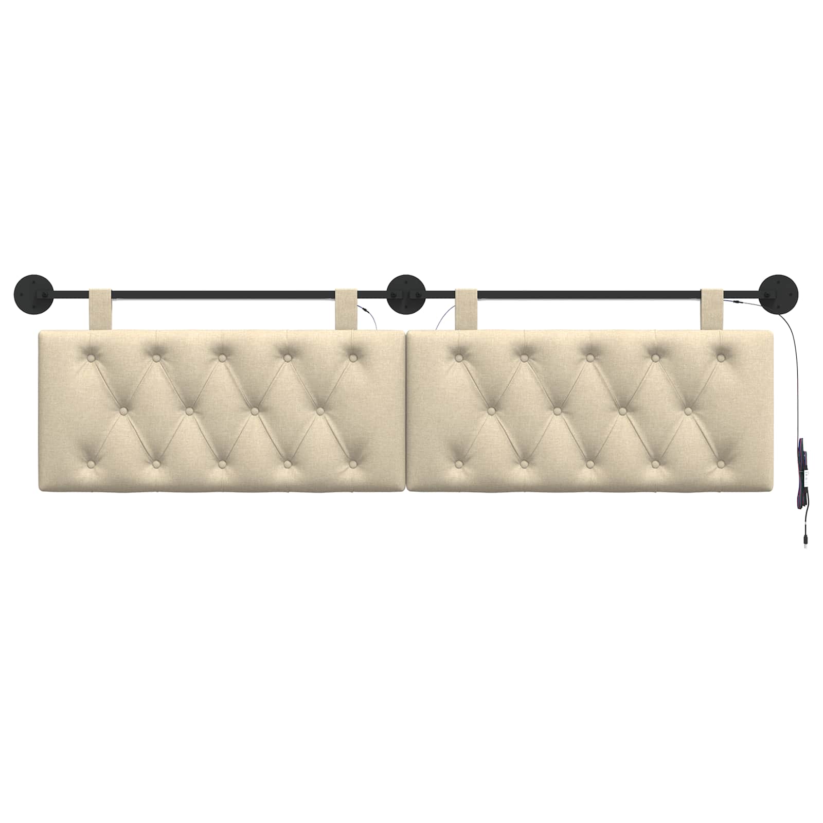 Hangend hoofdbord Met LED-verlichting Crèmekleurig Stof