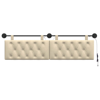 Hangend hoofdbord Met LED-verlichting Crèmekleurig Stof