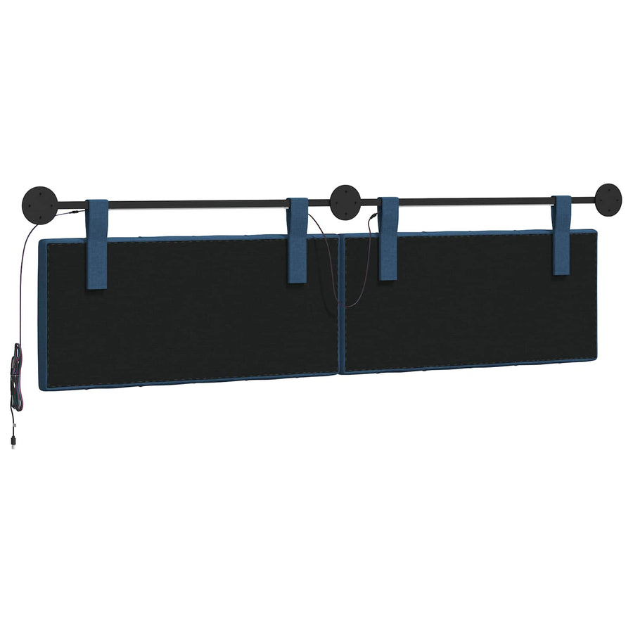 Hangend hoofdbord Met LED-verlichting Blauw Stof