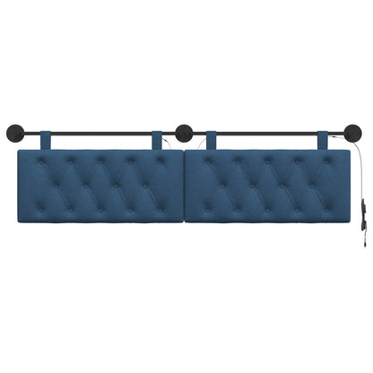 Hangend hoofdbord Met LED-verlichting Blauw Stof
