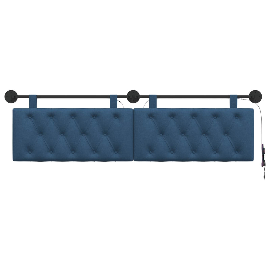 Hangend hoofdbord Met LED-verlichting Blauw Stof