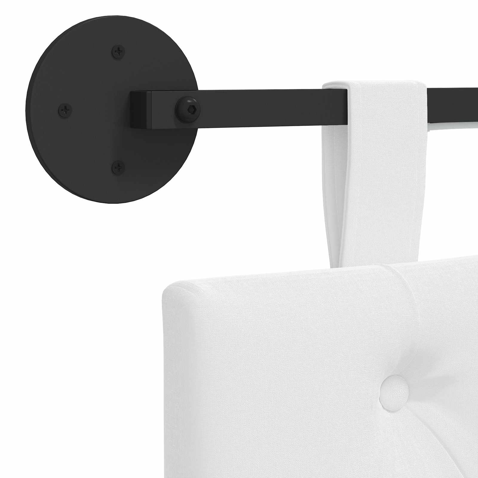 Hangend hoofdbord Met LED-verlichting Wit Stof