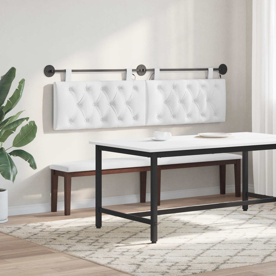 Hangend hoofdbord Met LED-verlichting Wit Stof