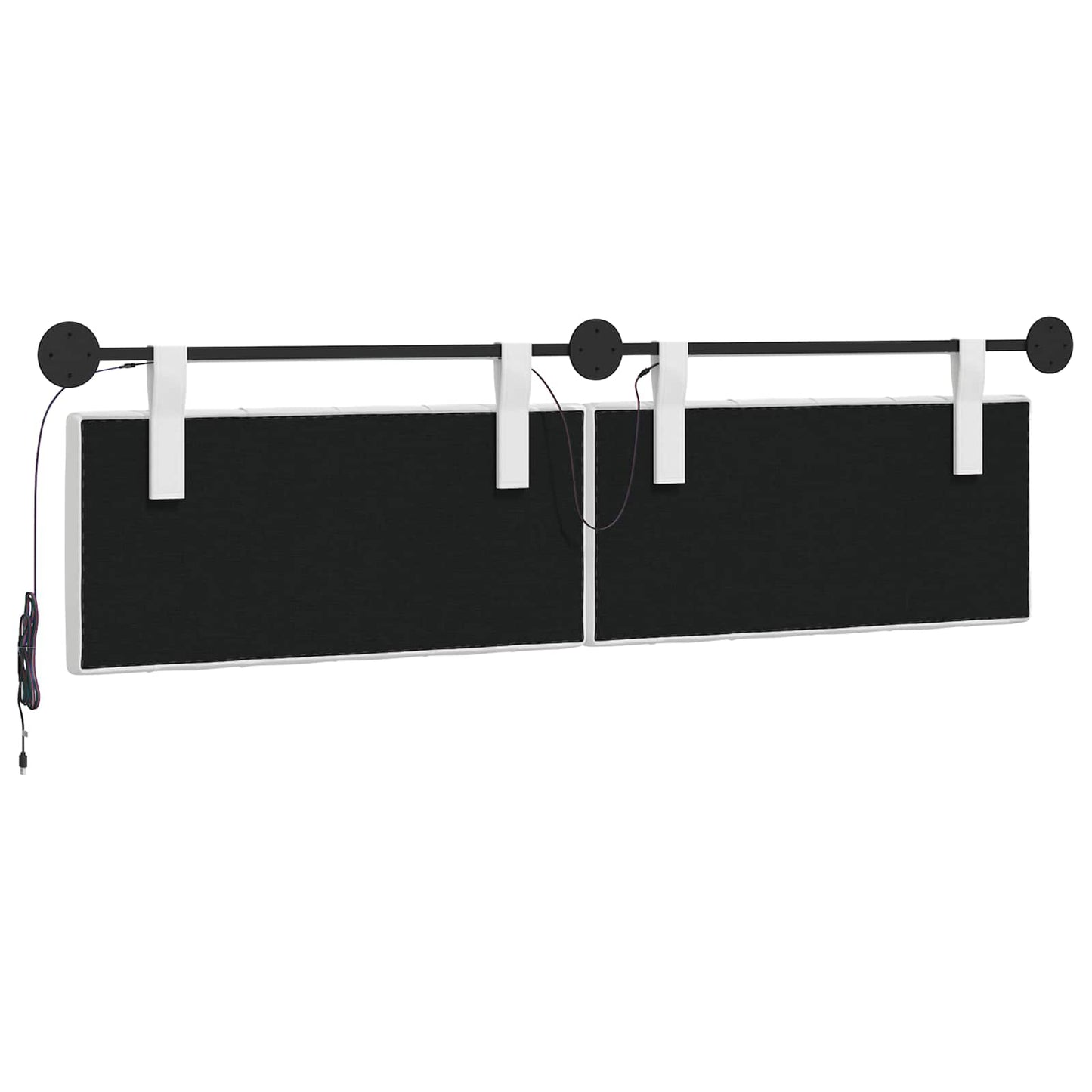 Hangend hoofdbord Met LED-verlichting Wit Stof