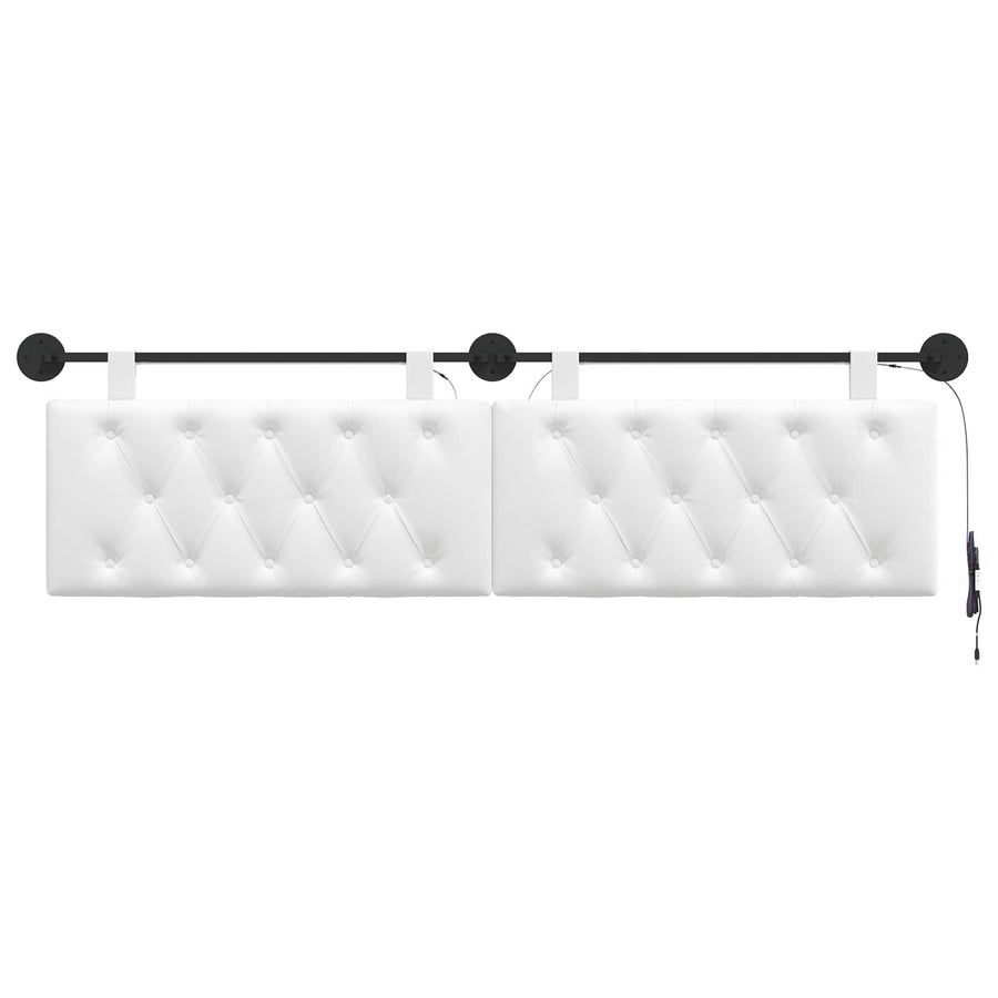 Hangend hoofdbord Met LED-verlichting Wit Stof