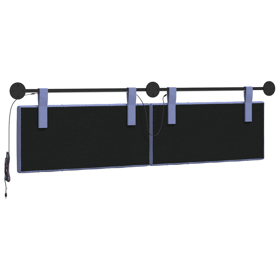 Hangend hoofdbord Met LED-verlichting Jeans Blauw Stof