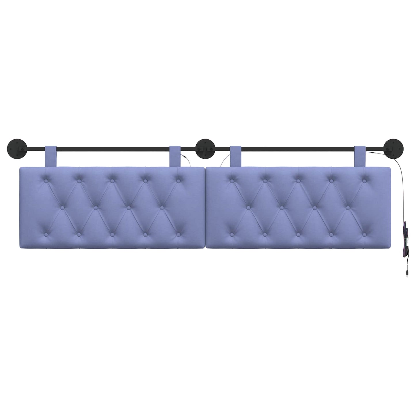 Hangend hoofdbord Met LED-verlichting Jeans Blauw Stof