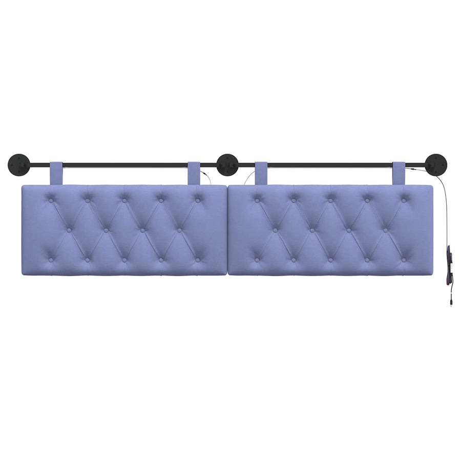 Hangend hoofdbord Met LED-verlichting Jeans Blauw Stof