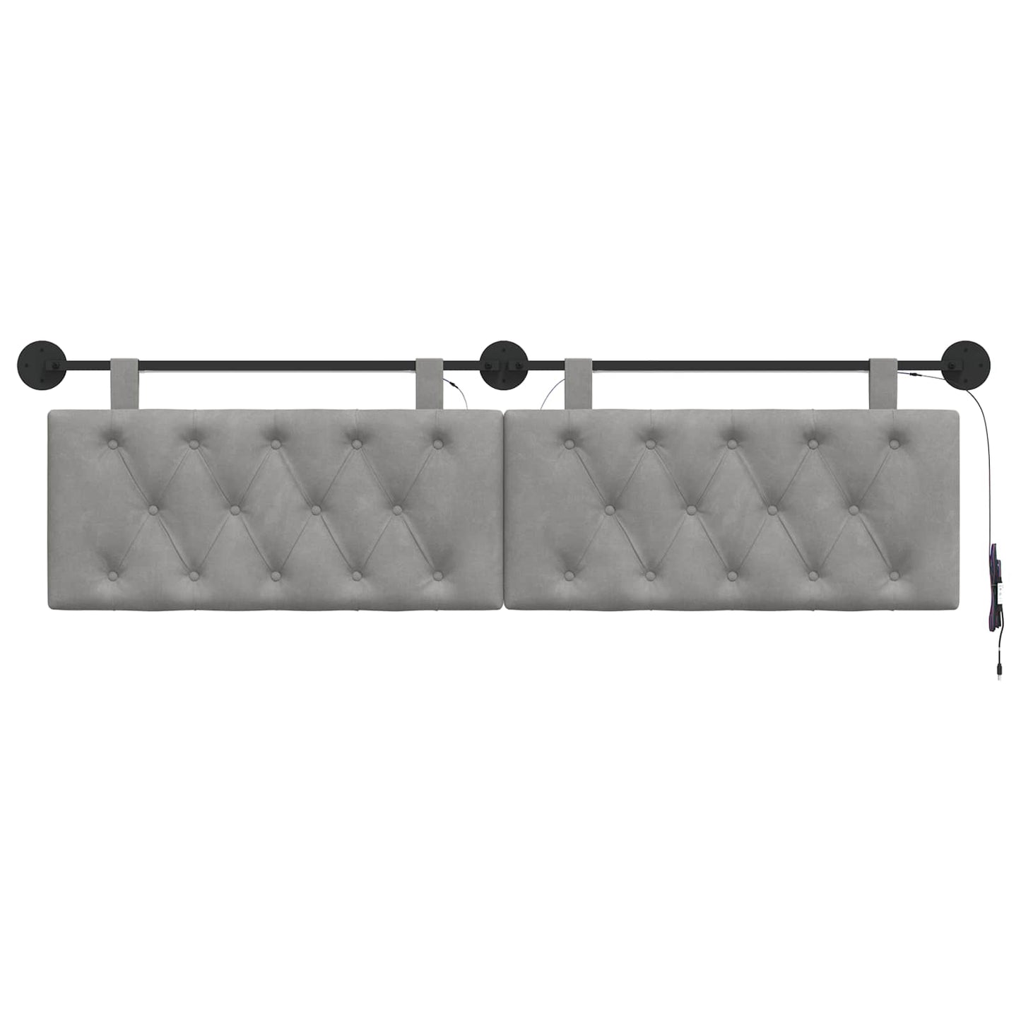 Hangend hoofdbord Met LED-verlichting Lichtgrijs Fluweel