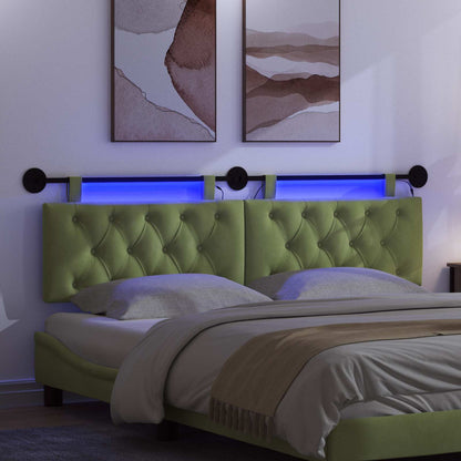Hangend hoofdbord Met LED-verlichting Lichtgroen Fluweel