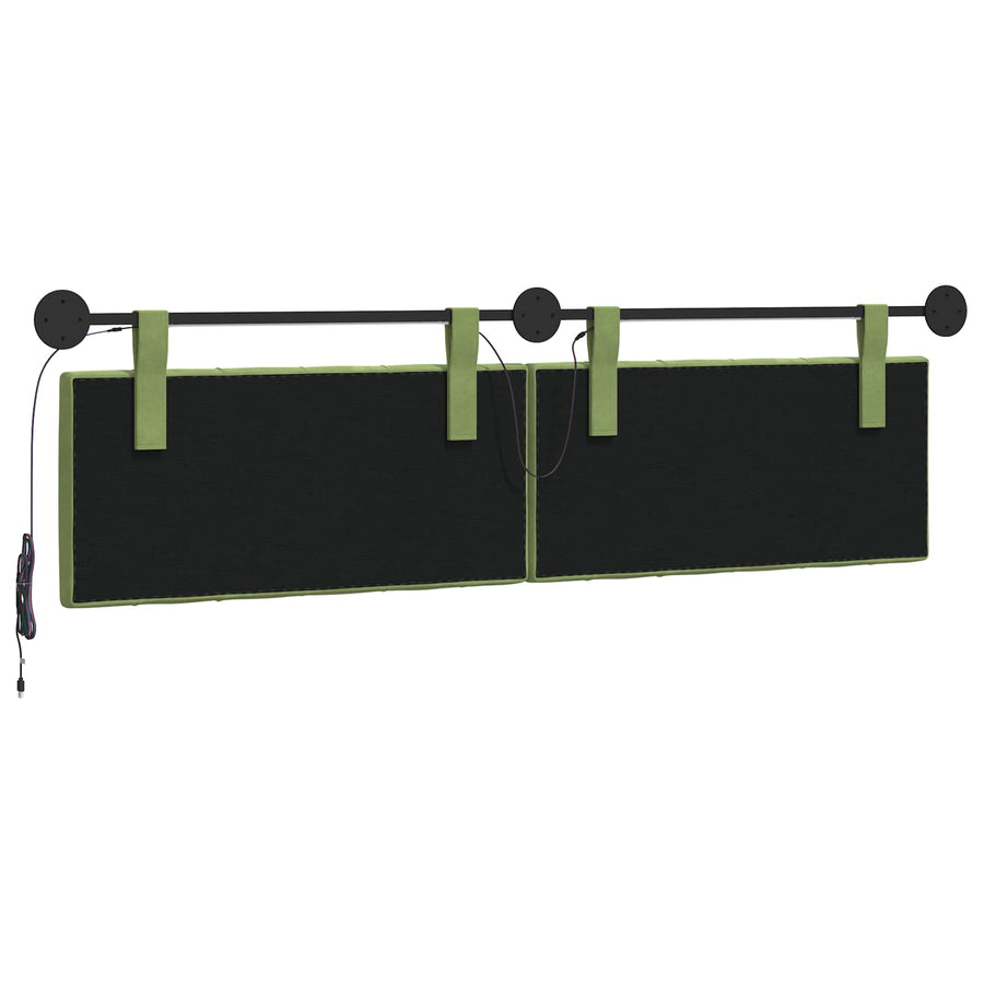 Hangend hoofdbord Met LED-verlichting Lichtgroen Fluweel
