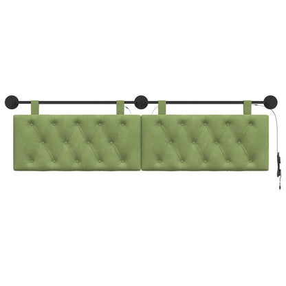 Hangend hoofdbord Met LED-verlichting Lichtgroen Fluweel
