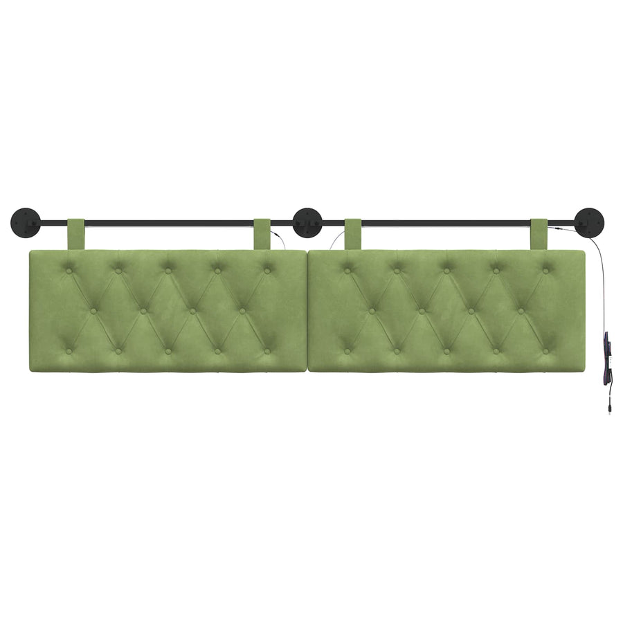Hangend hoofdbord Met LED-verlichting Lichtgroen Fluweel