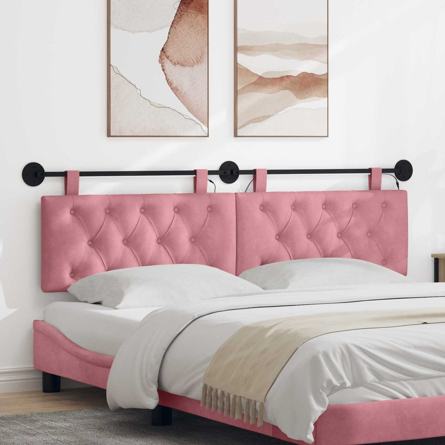 Hangend hoofdbord Met LED-verlichting Roze Fluweel