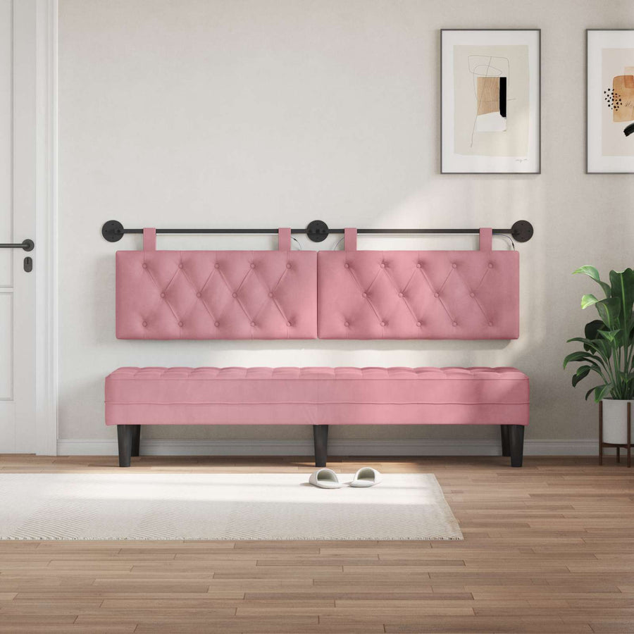 Hangend hoofdbord Met LED-verlichting Roze Fluweel