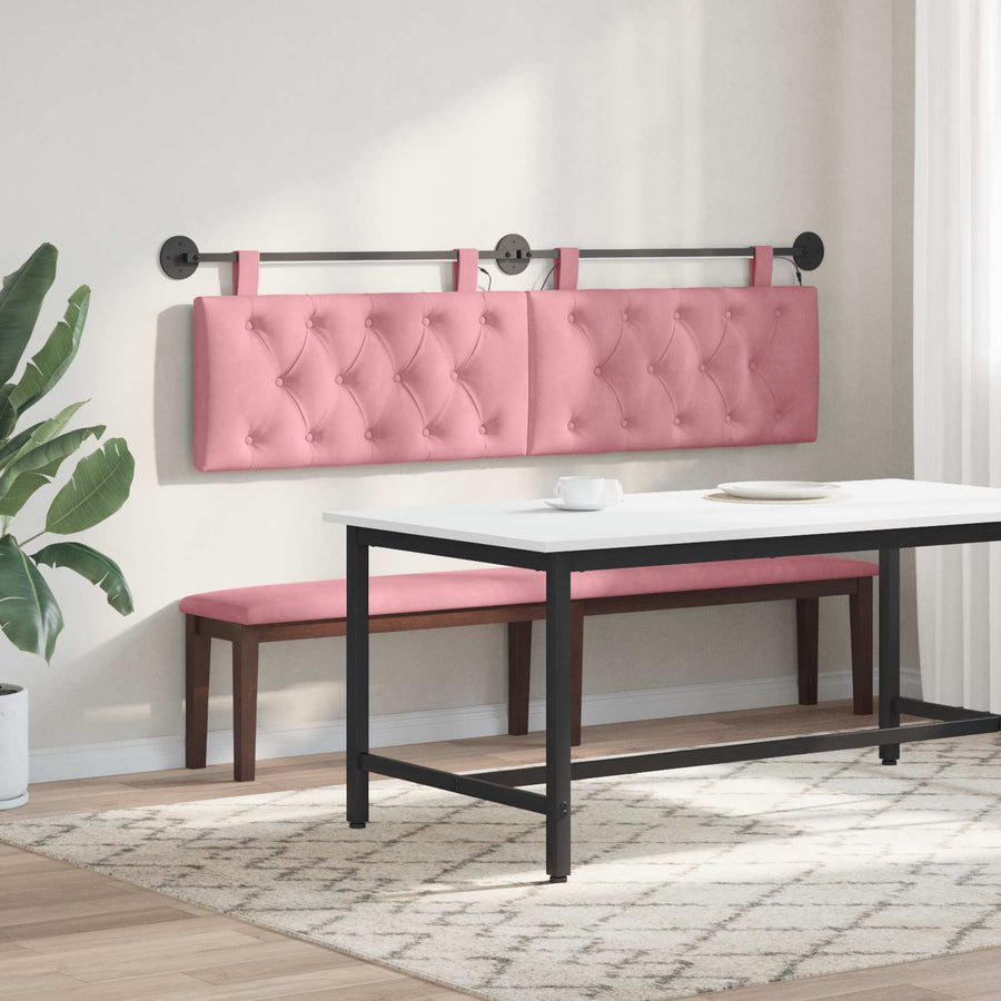 Hangend hoofdbord Met LED-verlichting Roze Fluweel
