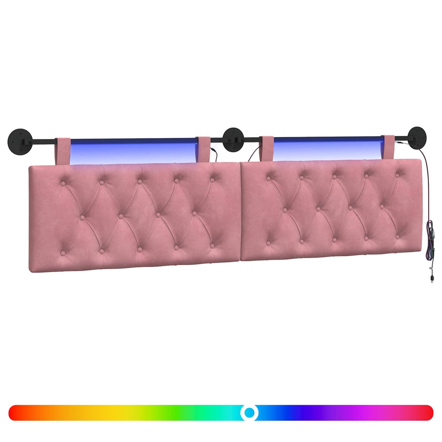 Hangend hoofdbord Met LED-verlichting Roze Fluweel