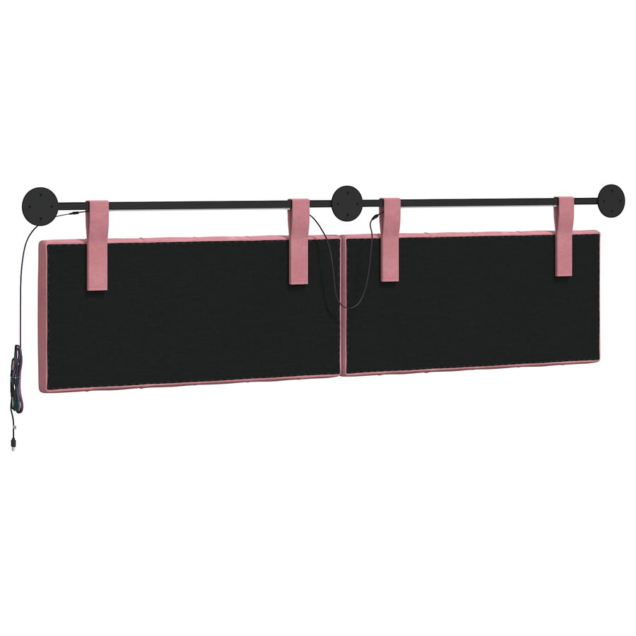 Hangend hoofdbord Met LED-verlichting Roze Fluweel
