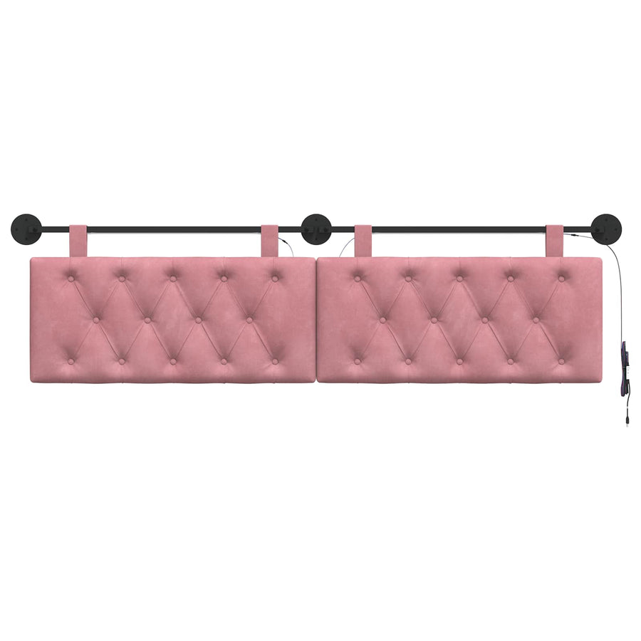 Hangend hoofdbord Met LED-verlichting Roze Fluweel