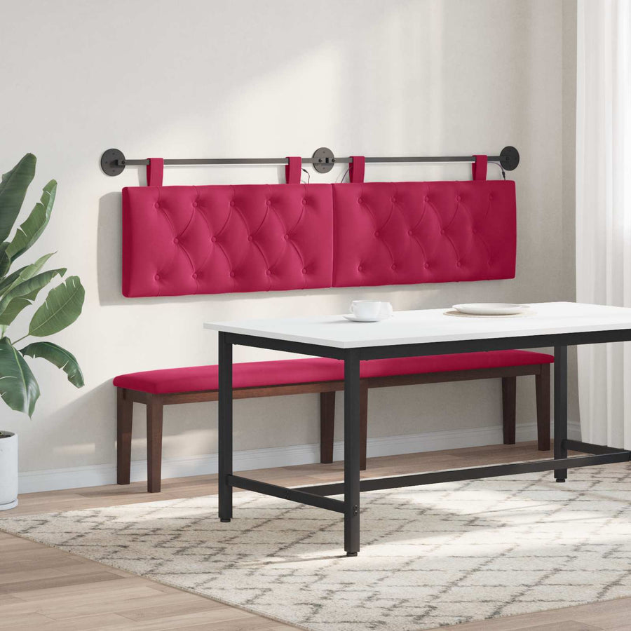 Hangend hoofdbord Met LED-verlichting Wijnrood Fluweel