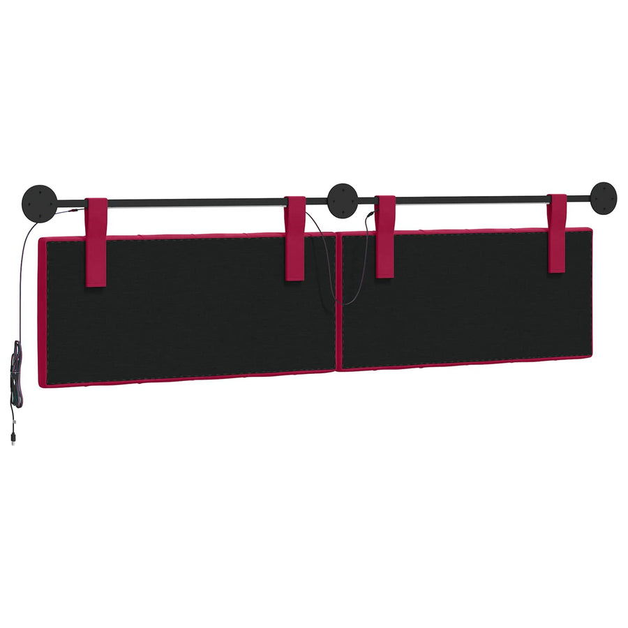 Hangend hoofdbord Met LED-verlichting Wijnrood Fluweel