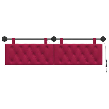 Hangend hoofdbord Met LED-verlichting Wijnrood Fluweel