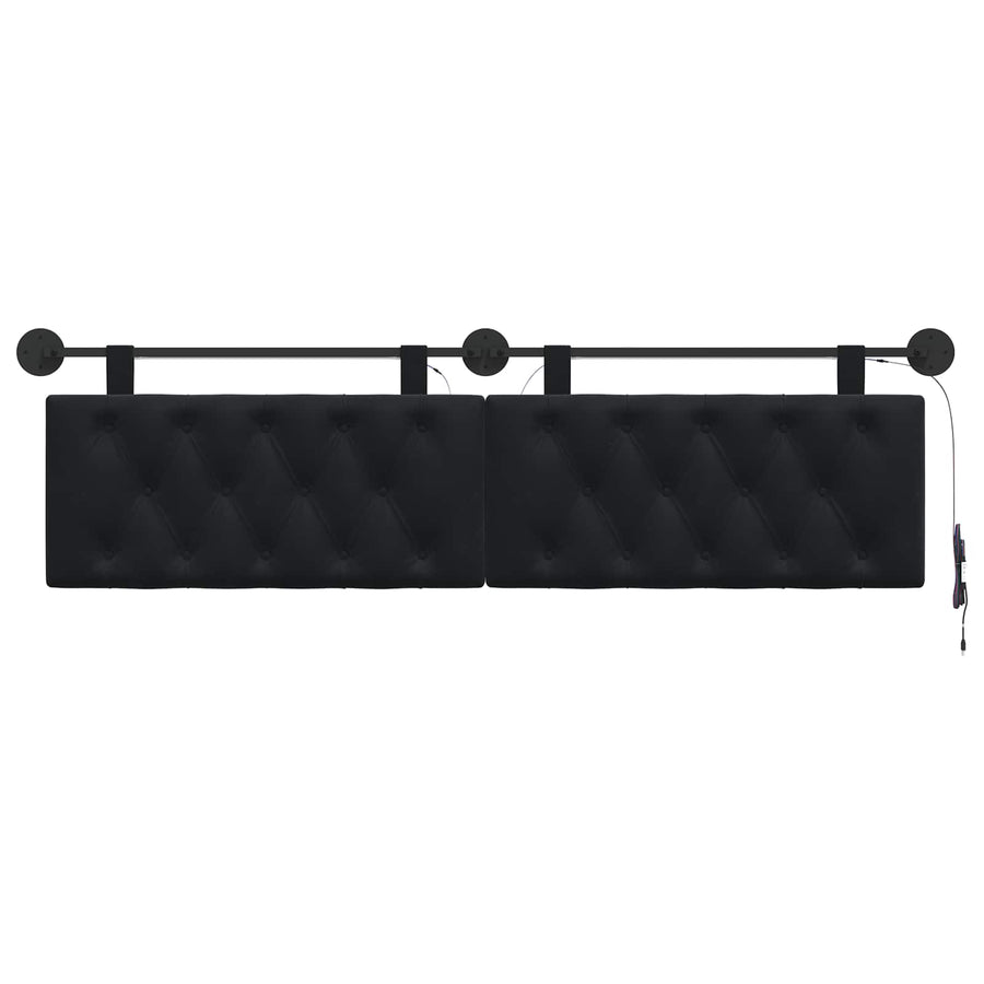 Hangend hoofdbord Met LED-verlichting Zwart Fluweel