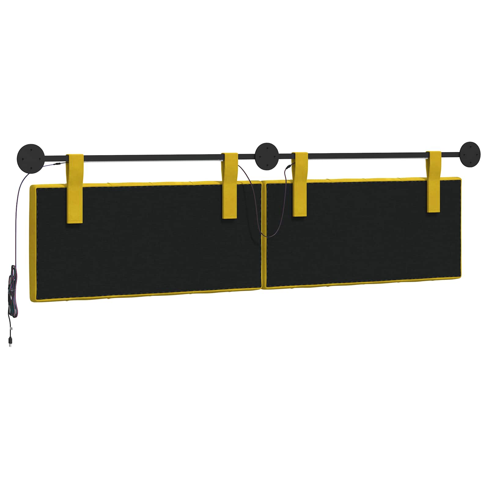 Hangend hoofdbord Met LED-verlichting Geel Fluweel