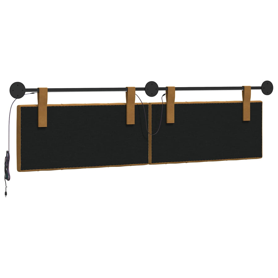 Hangend hoofdbord Met LED-verlichting Bruin Fluweel