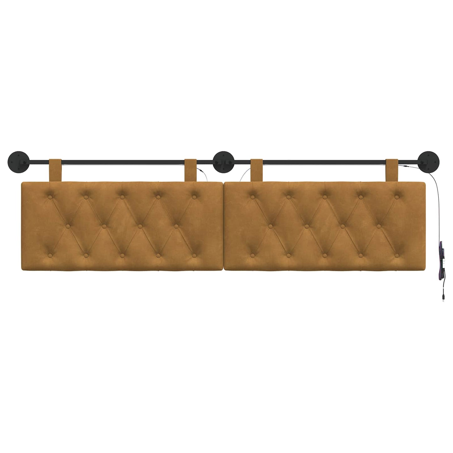 Hangend hoofdbord Met LED-verlichting Bruin Fluweel
