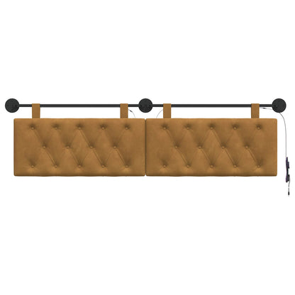 Hangend hoofdbord Met LED-verlichting Bruin Fluweel