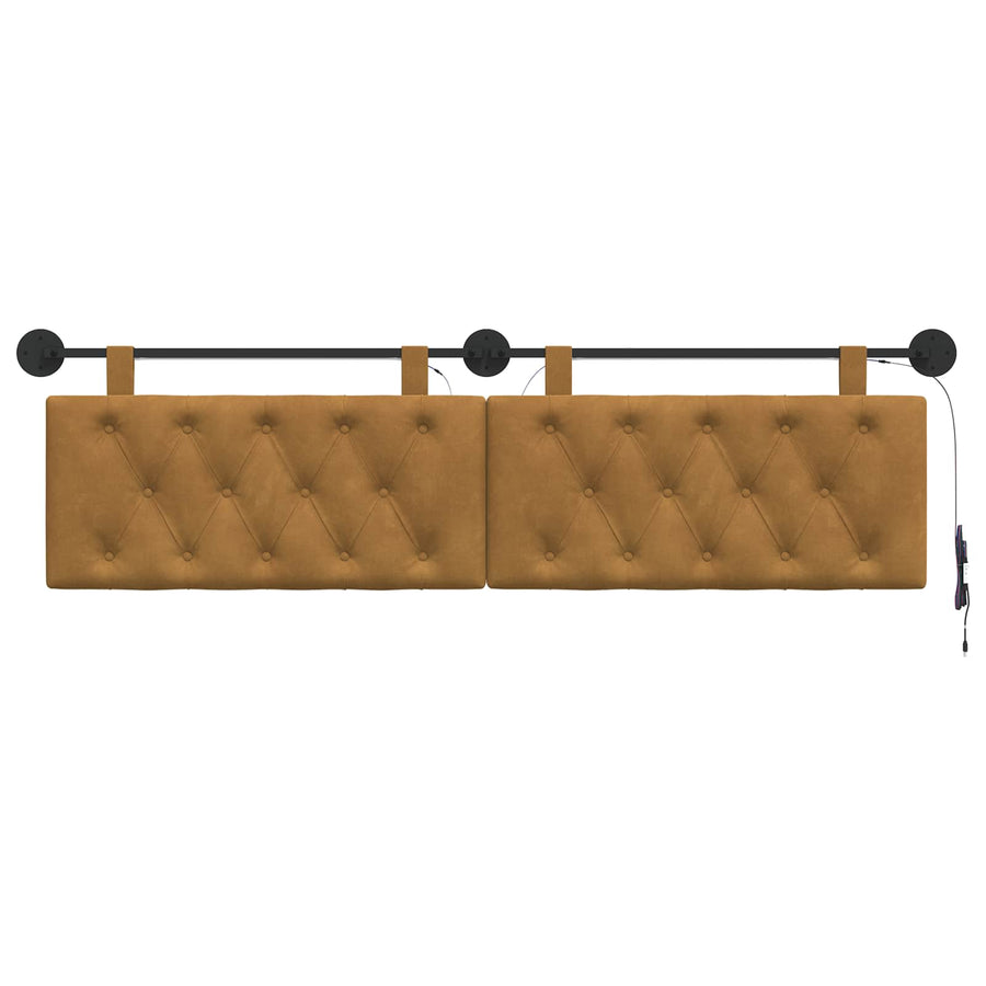 Hangend hoofdbord Met LED-verlichting Bruin Fluweel