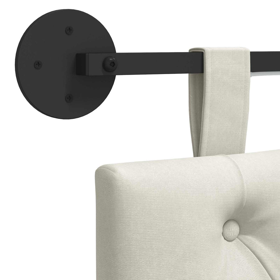 Hangend hoofdbord Met LED-verlichting Crèmekleurig Fluweel