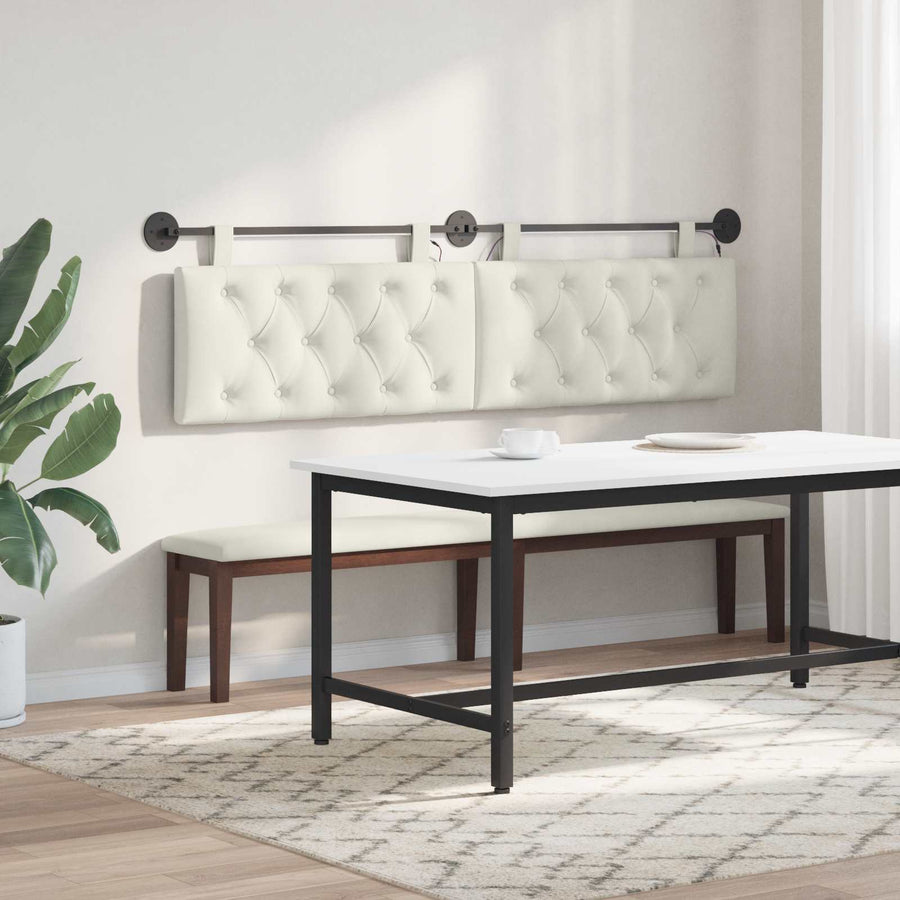 Hangend hoofdbord Met LED-verlichting Crèmekleurig Fluweel